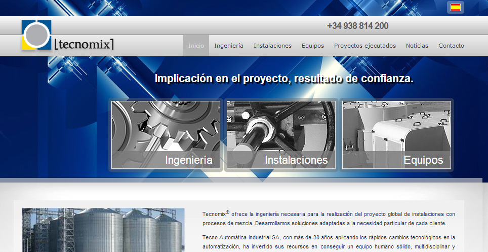 Diseño web y programación web de la empresa Tecnomix S.L. ( Vic ).