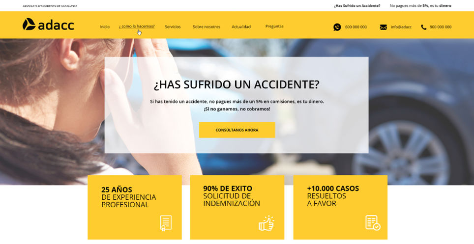 Proyecto de diseño de página web para Adacc en Girona