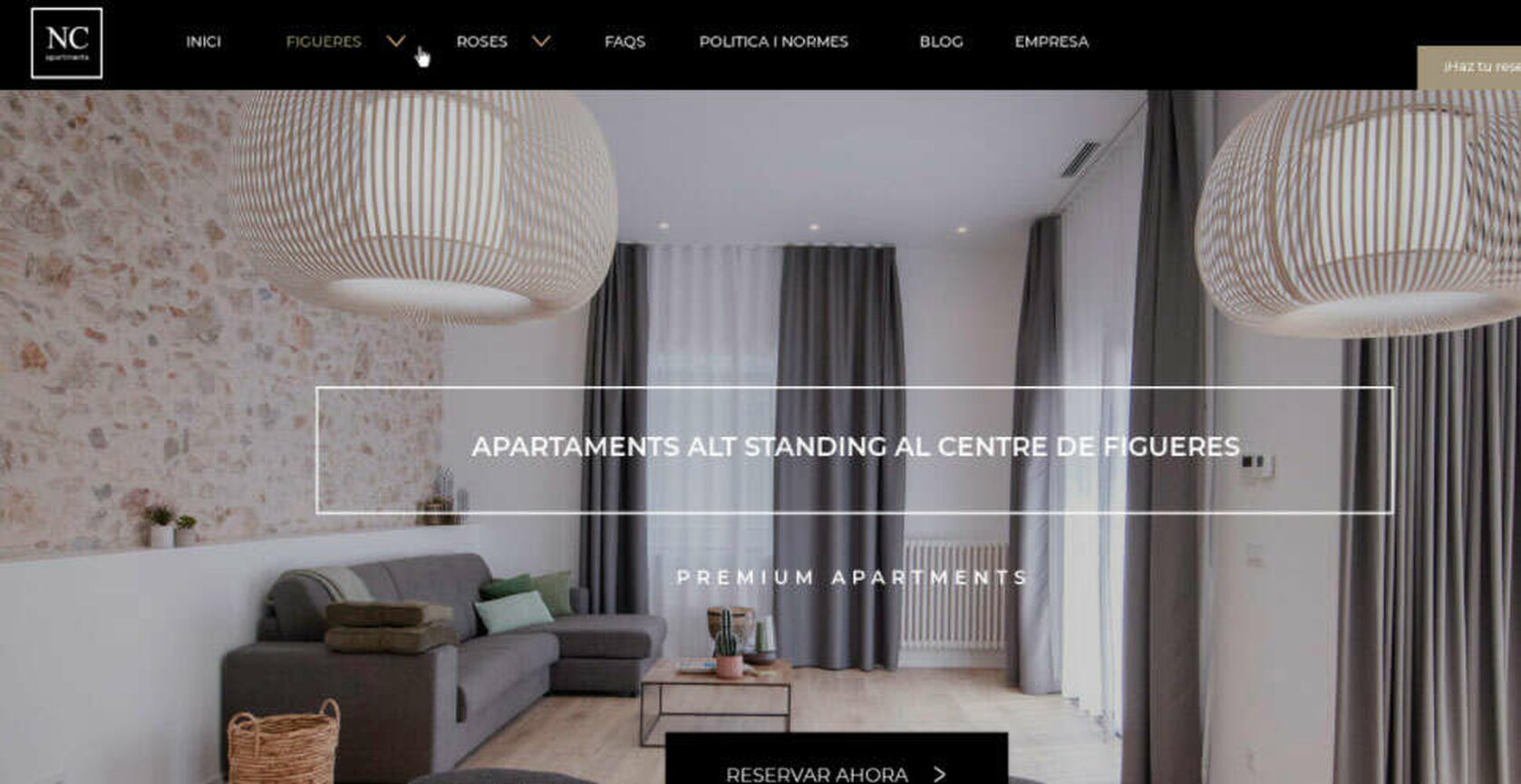 Proyecto de diseño de la página web de NC Apartaments en Figueres