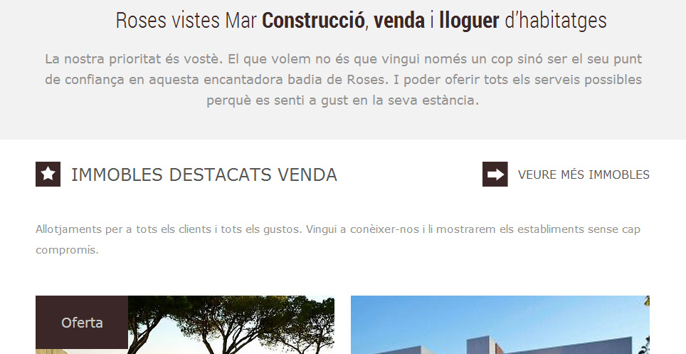 Proyecto Descantia de diseño web en Roses para la inmobiliaria Vista Mar
