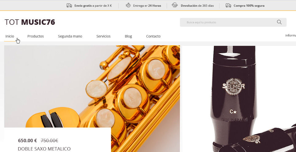 Diseño y programación de la tienda online especializada en instrumentos musicales Tot Music 76