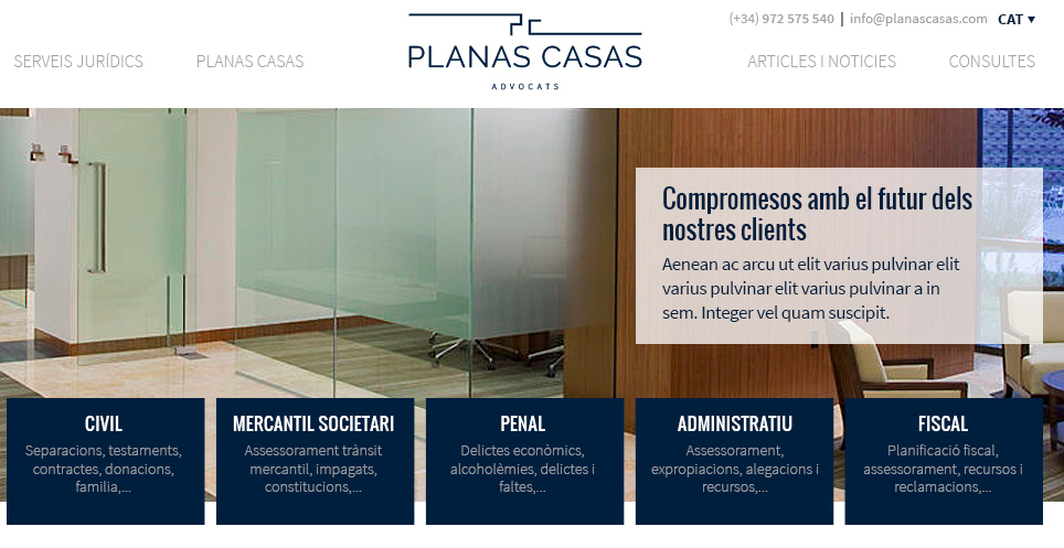 Projecte de disseny web a Banyoles pel bufet Planas Casas