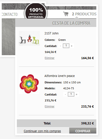 Ejemplo de cesta de la compra